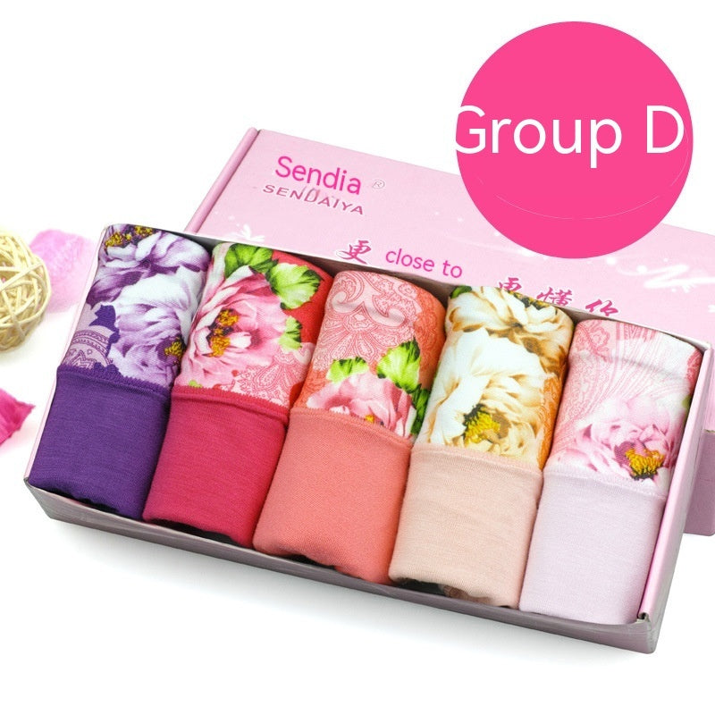 Modal Underwear For Women Mid-waist Cotton 5 Pieces D Group