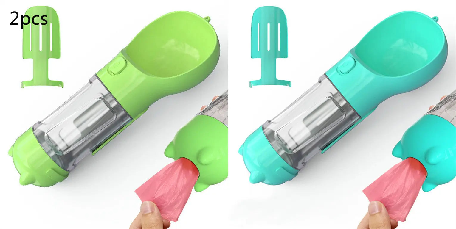 Pet Water Bottle Feeder Bowl Portable Pet Outdoor Travel 3 In 1 Dog Water Bottle Green 2pcs blue. 300ml