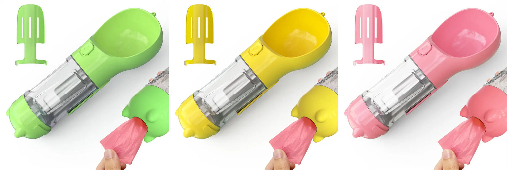 Pet Water Bottle Feeder Bowl Portable Pet Outdoor Travel 3 In 1 Dog Water Bottle Green pink yellow 300ml