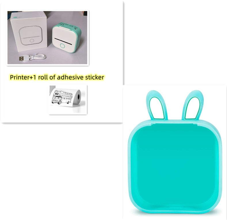 Portable Mini Thermal Label Printer Home Photo Printer Bluetooth-compatible Mini Label Printer Green SetD USB