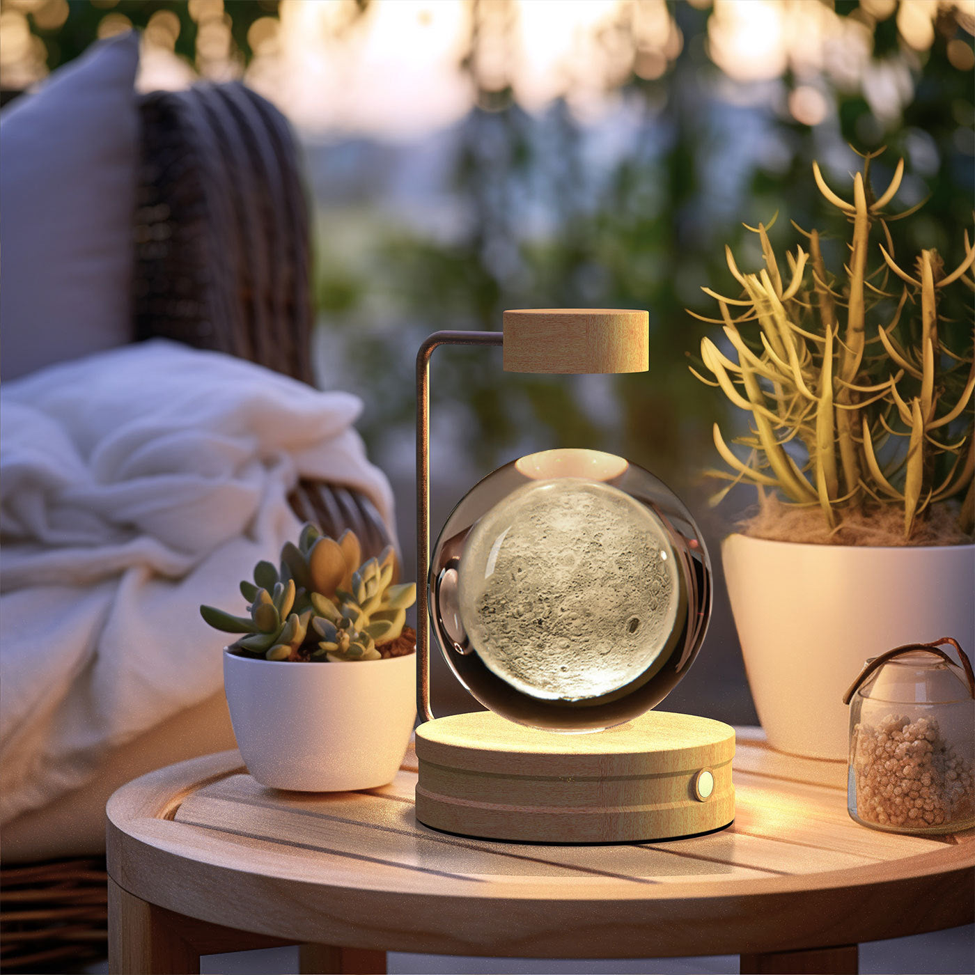 Crystal Ball Cosmic Dinosaur Indoor Night Light Moon Light wood