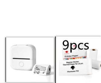 Portable Mini Thermal Label Printer Home Photo Printer Bluetooth-compatible Mini Label Printer White Set4 USB