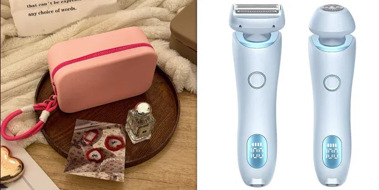 2 In 1 Hair Removal USB Rechargeable Trimmer Women Body Razor Blue and Rouge Gouache set USB
