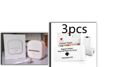 Portable Mini Thermal Label Printer Home Photo Printer Bluetooth-compatible Mini Label Printer Pink Set2 USB