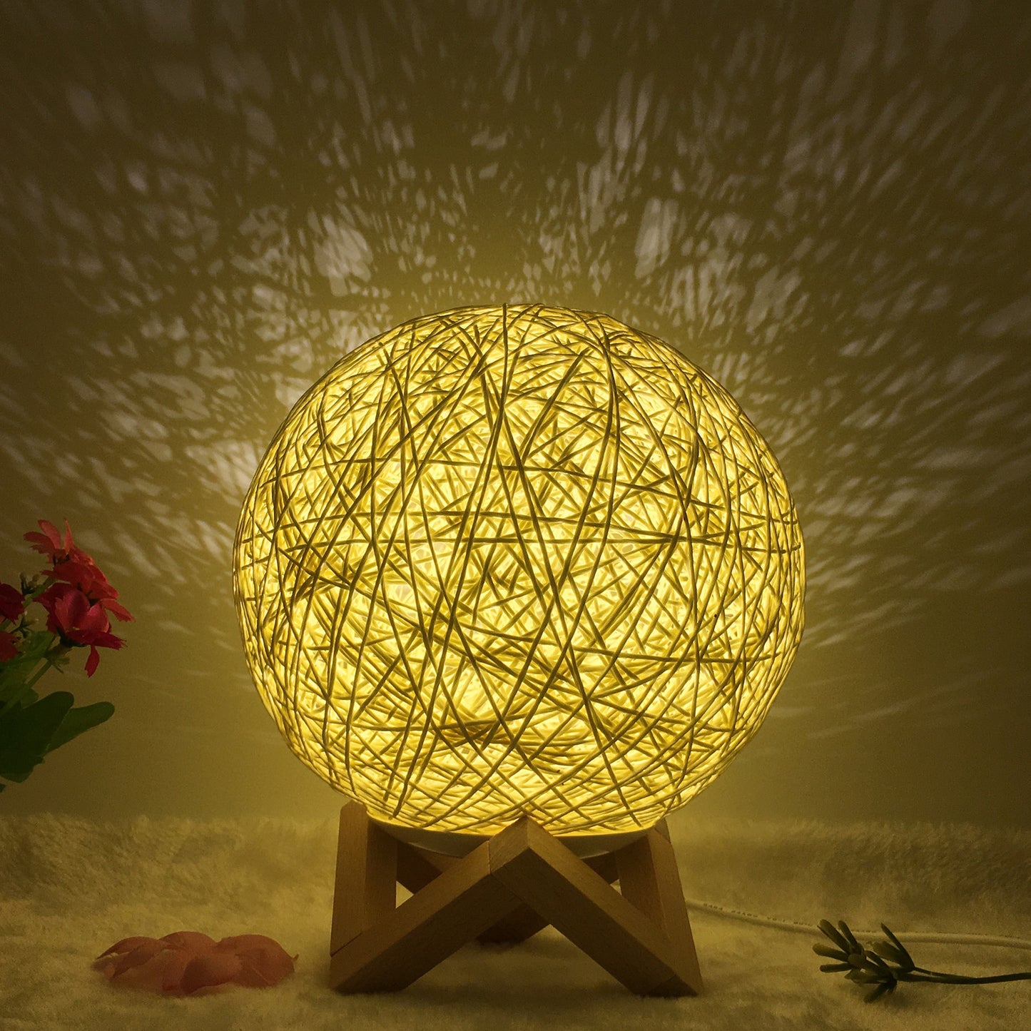 Hot Selling Creative Linen Table Lamp16 Color Remote Control Lamp Yellow shelf 20cm