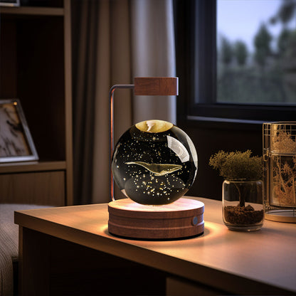 Crystal Ball Cosmic Dinosaur Indoor Night Light Whales Dark wood