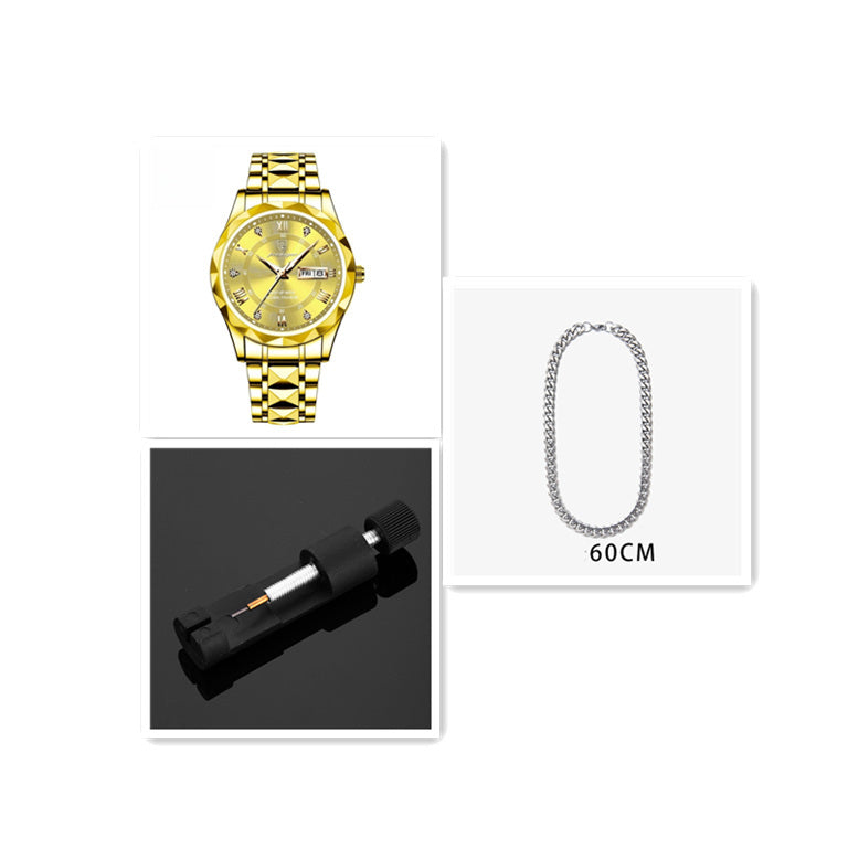 Men's Waterproof Double Calendar Luminous Quartz Watch 8style Set