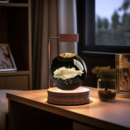Crystal Ball Cosmic Dinosaur Indoor Night Light Clouds layer Dark wood