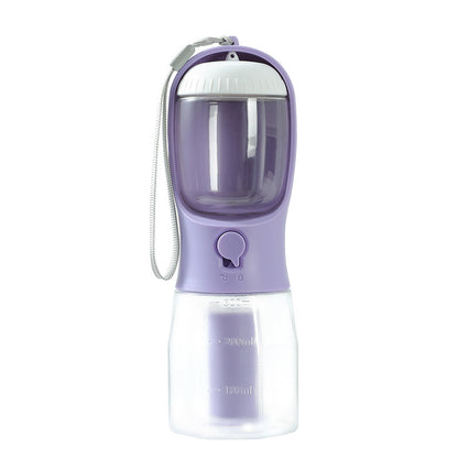 Dog Water Cup Drinking Food Garbage Bag Three-in-one Portable Pet Cups 300ml Garbage Bag Wisteria Purple