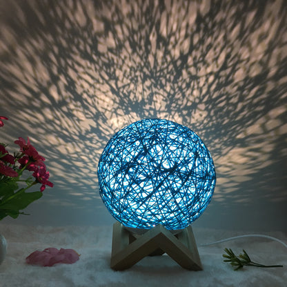 Hot Selling Creative Linen Table Lamp16 Color Remote Control Lamp Blue shelf 15cm