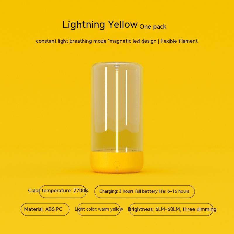New LED Camping Light Type-c Rechargeable Portable Night Light With High Transparency Yellow USB