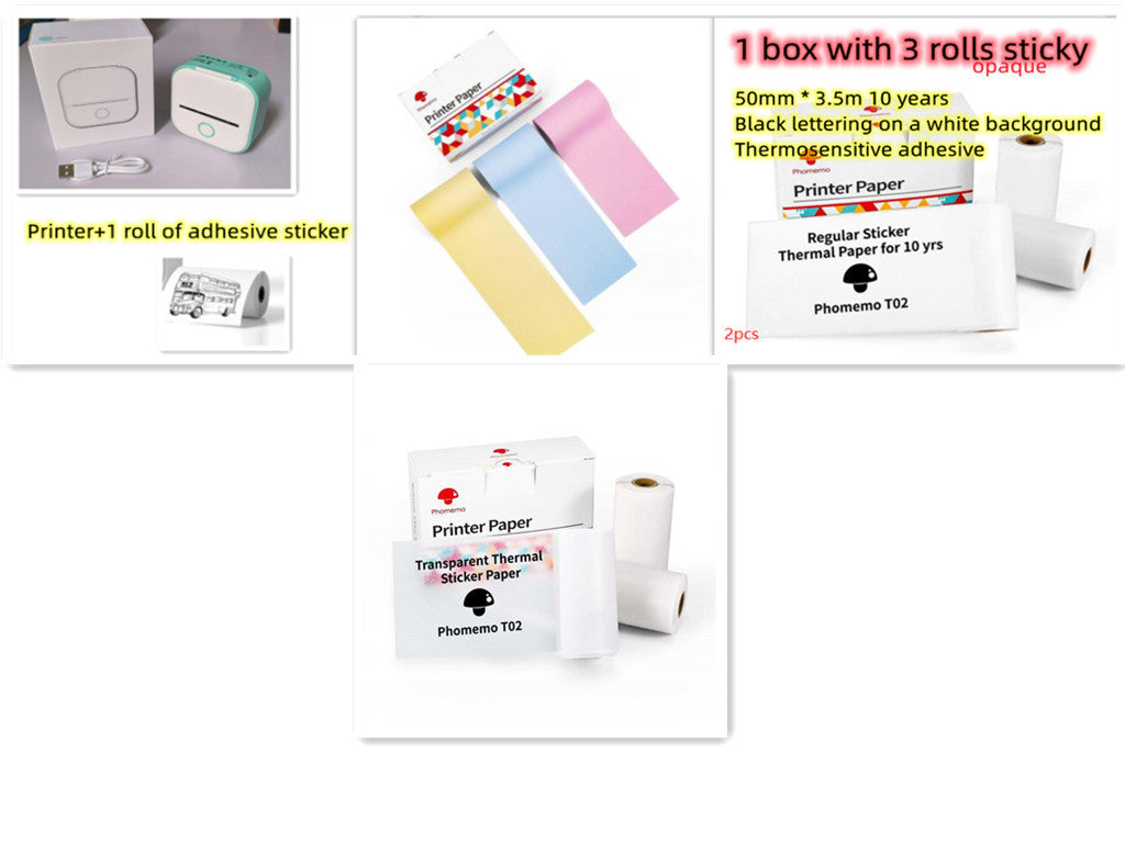 Portable Mini Thermal Label Printer Home Photo Printer Bluetooth-compatible Mini Label Printer Set9 USB