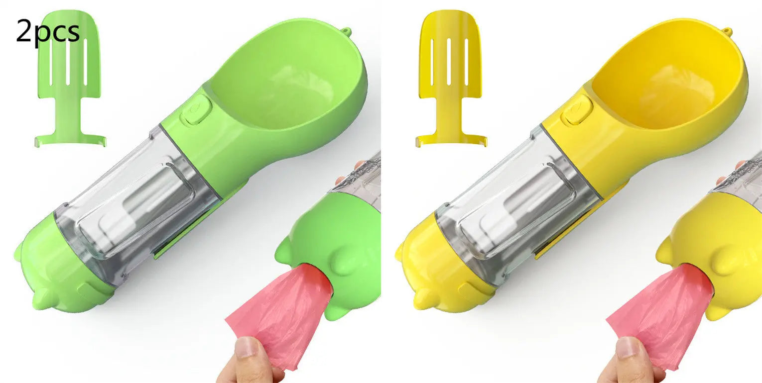Pet Water Bottle Feeder Bowl Portable Pet Outdoor Travel 3 In 1 Dog Water Bottle Green 2pcs yellow 300ml