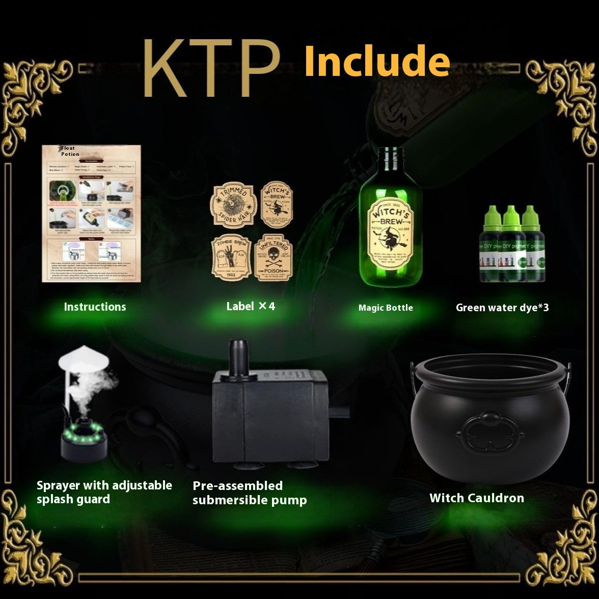 Halloween Black Wizard Bowl Magic Float Bottle Indoor Home Bar Magic Party Horror Ghost Decoration