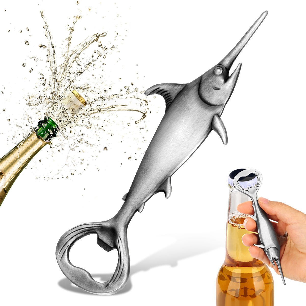 Creative Swordfish Handle Metal Bottle Openers Kitchen Bar Accessories Tools Kitchen Gadgets Dark Silver KPQ4202