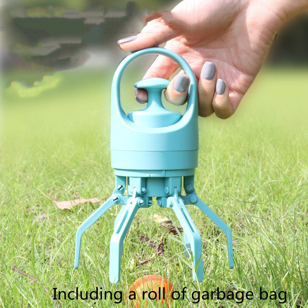 Portable Lightweight Dog Pooper Scooper With Built-in Poop Bag Dispenser Pet Toilet Picker Blue