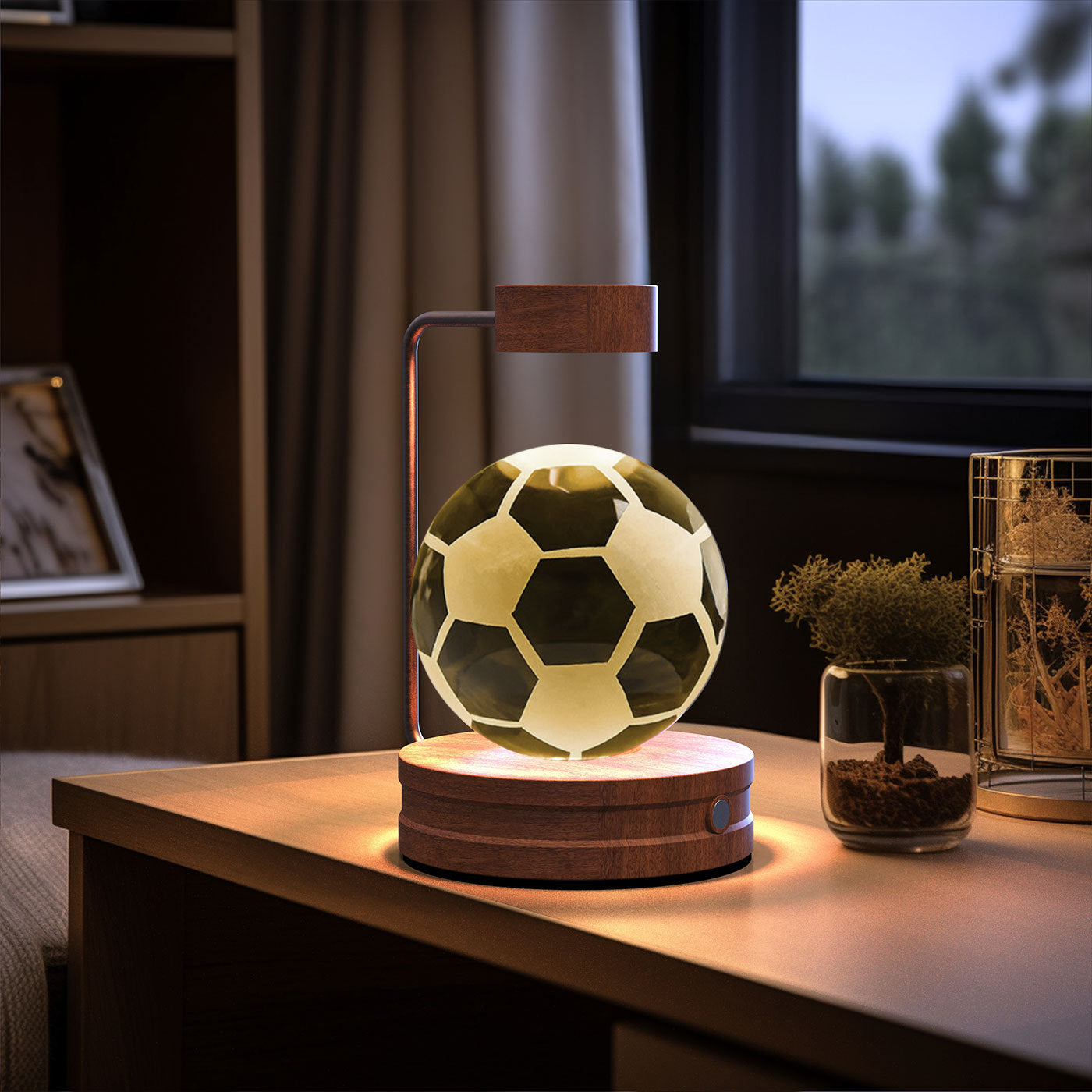 Crystal Ball Cosmic Dinosaur Indoor Night Light Football Dark wood