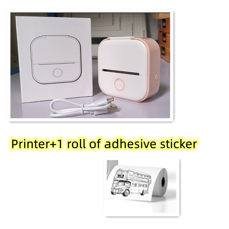 Portable Mini Thermal Label Printer Home Photo Printer Bluetooth-compatible Mini Label Printer Pink USB