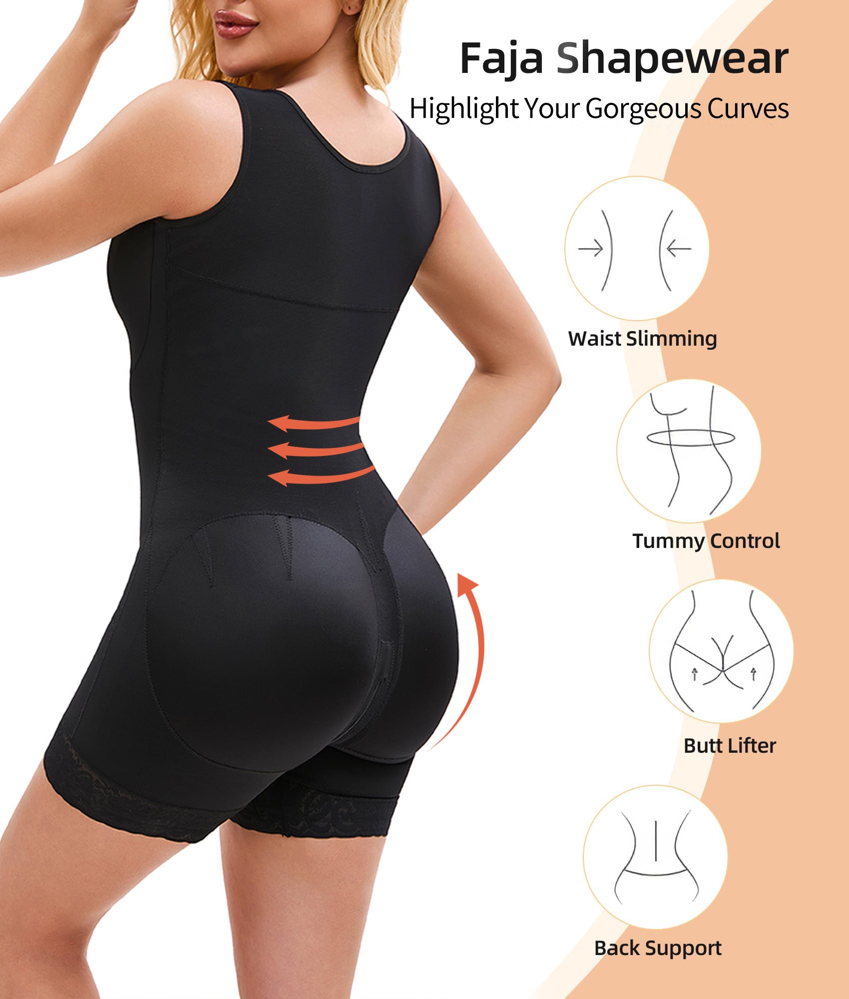 Zipper Shapewear For Women Tummy Control Post Surgery Full Body Shaper