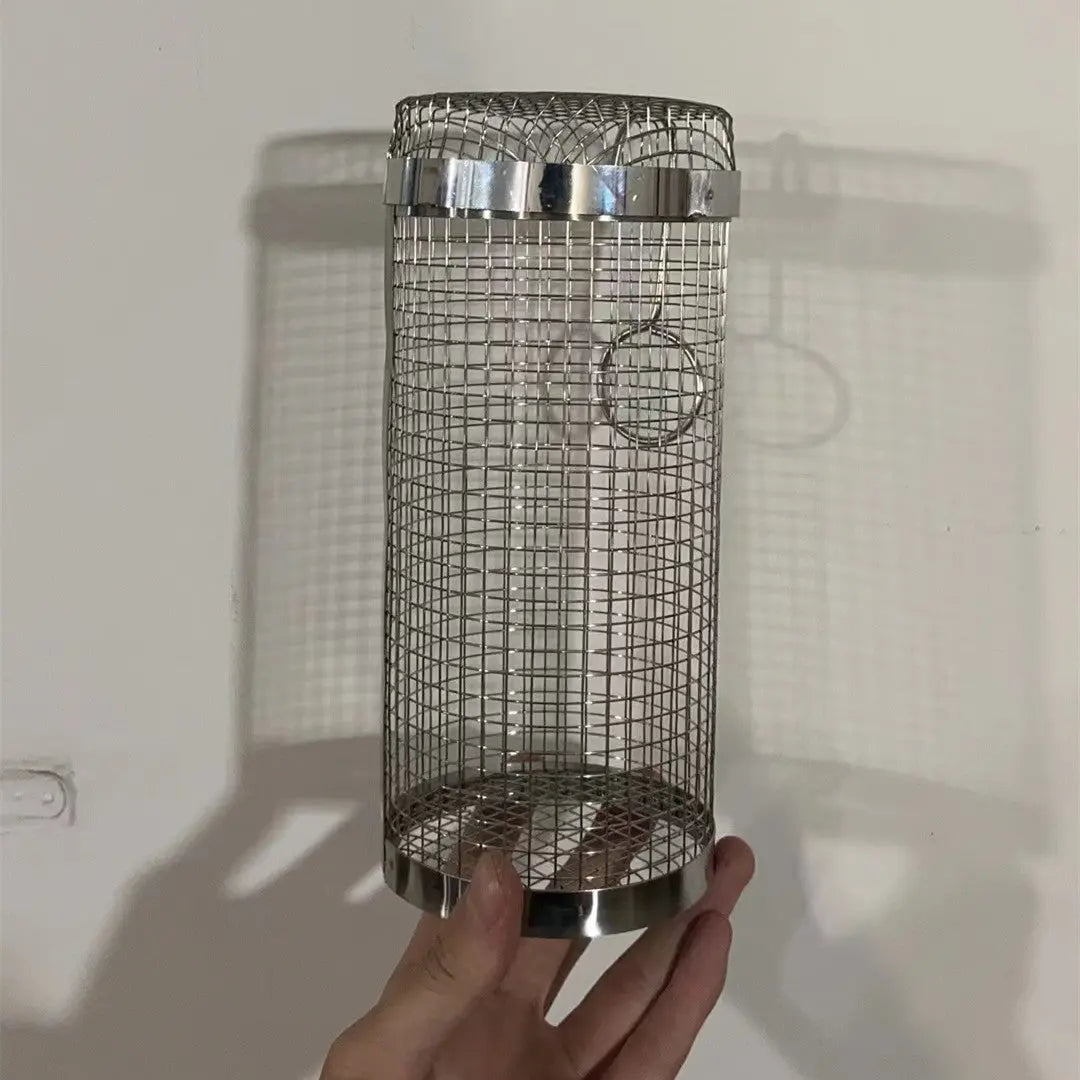 Rolling Grilling Basket Metal BBQ Barbecue Basket Silver 1PC