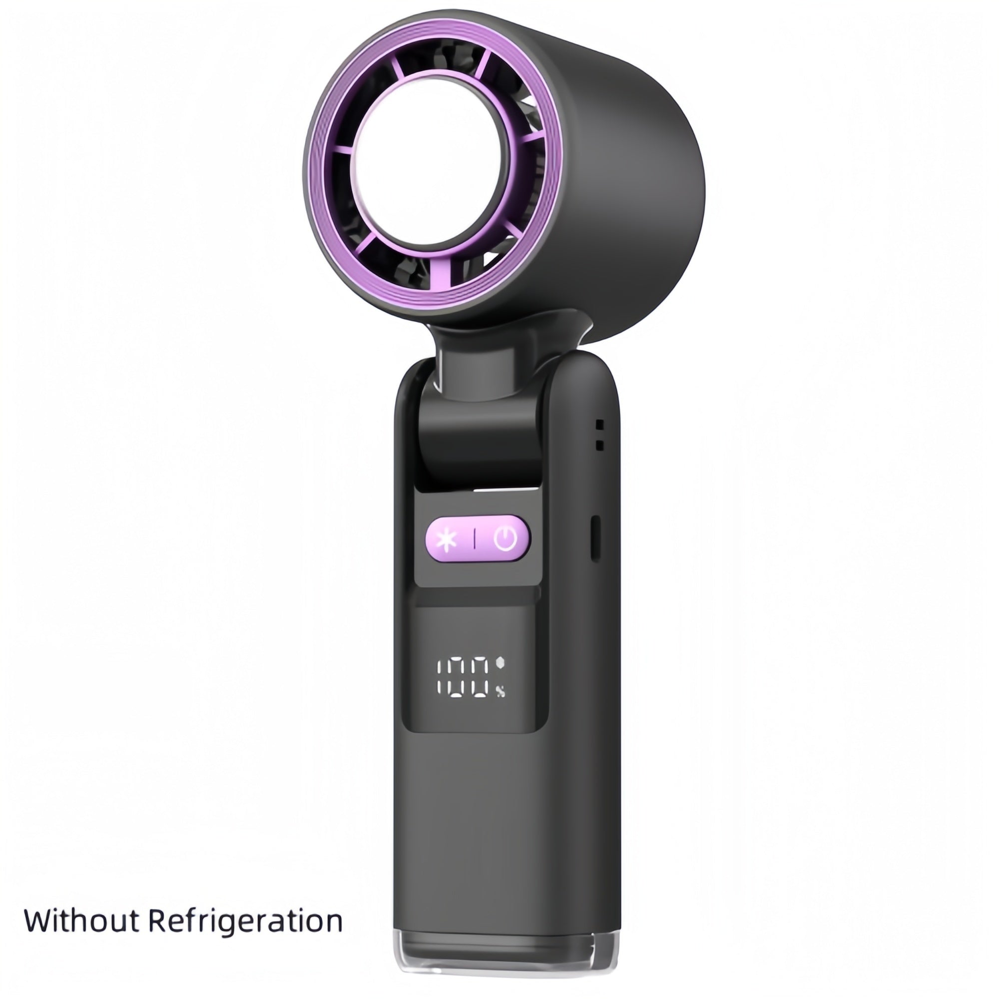 Turbos Chilled Ice Sensation Cold Fan Super Mini Turbos Speed Fan USB Powered Digital Display Black Without Refrigeration 63x57x176mm