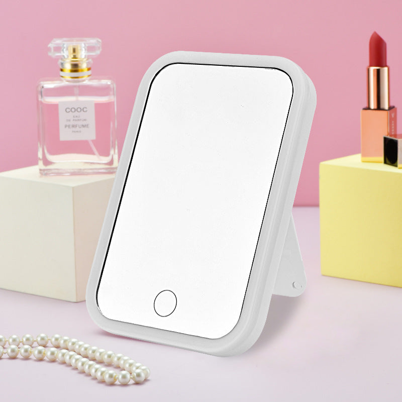 Square LED Makeup Mirror With Light Smart Touch Portable White USB