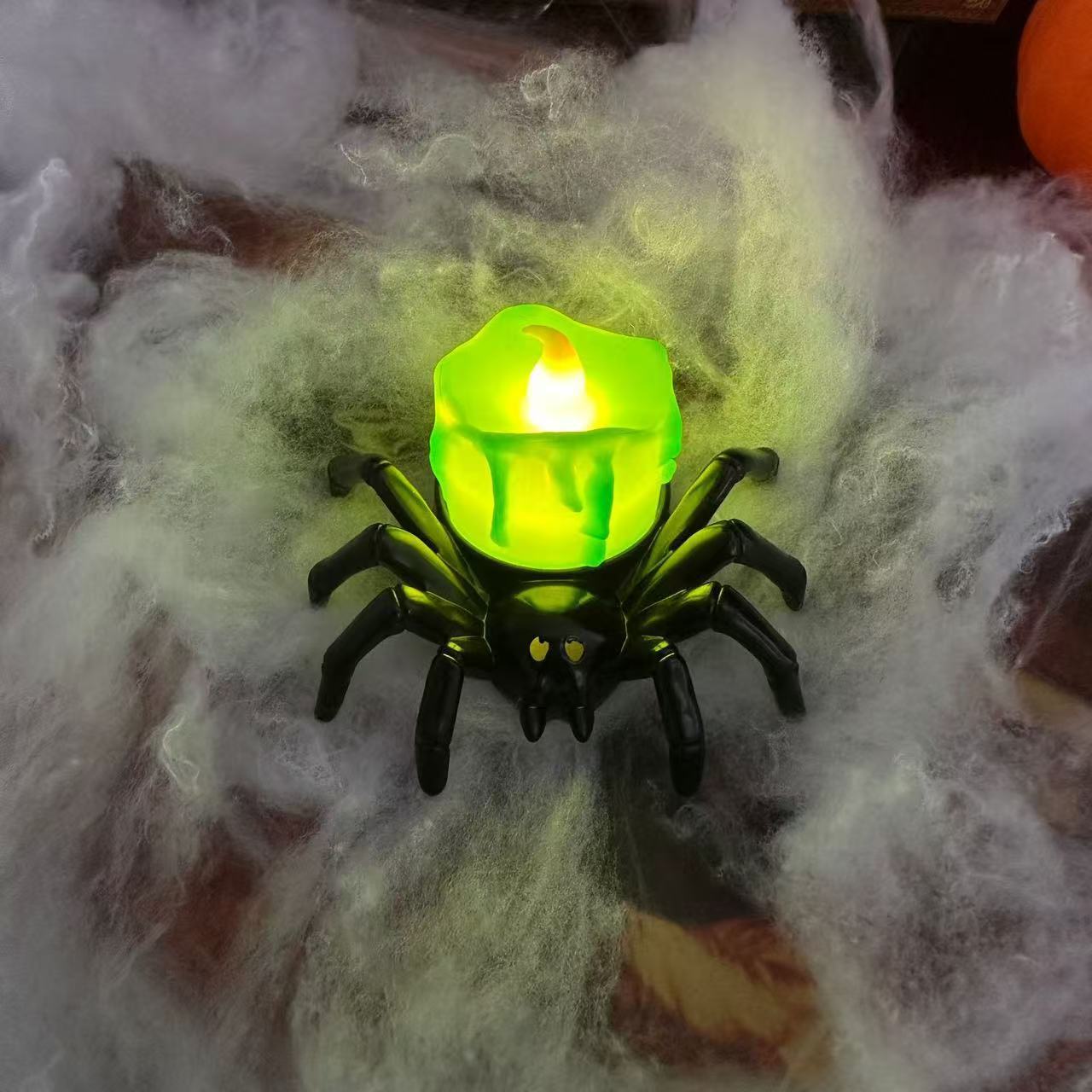 Halloween Decoration Spider Night Lights Party Decoration Horror Party Accessories Spider Back Green Candle