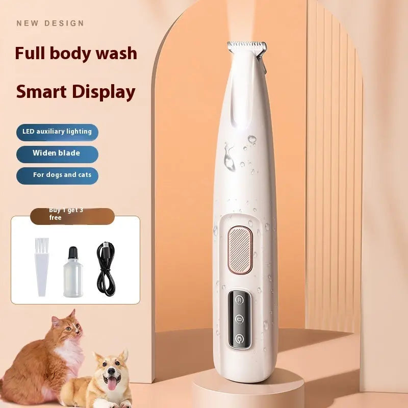 Pets Dog Paw Trimmer With LED Light Fully Waterproof Pet Hair Trimmer
