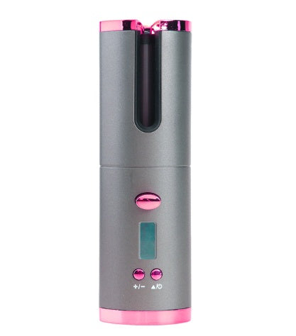 Rechargeable Automatic Hair Curler Women Portable Hair Curling Iron LCD Display Pinkgrey USB
