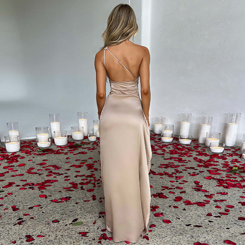 Sexy One-shoulder Backless Slit Dress Summer Elegant Dresses For Women