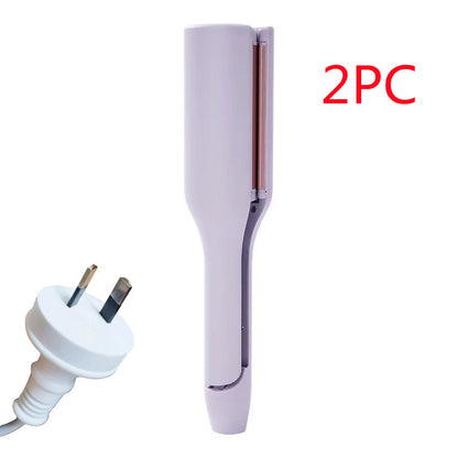 Hair Curling Iron Temperature Adjustable Fast Heating For All Hair Style Purple AU 2PCS