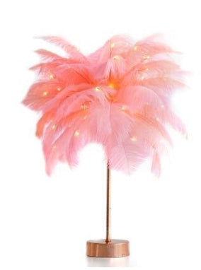 Feather Lamp Nordic Desk Lamp Bedroom Bedside Feather Table Lamp Pink Flash USB