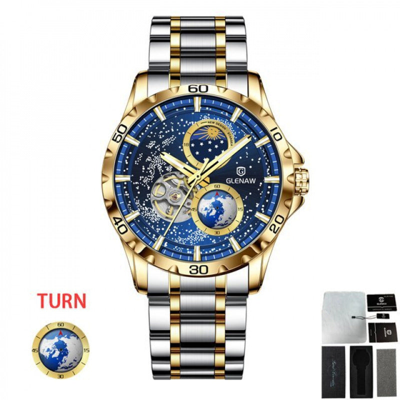 Men's Simple Stainless Steel Quartz Watch S Gold Blue