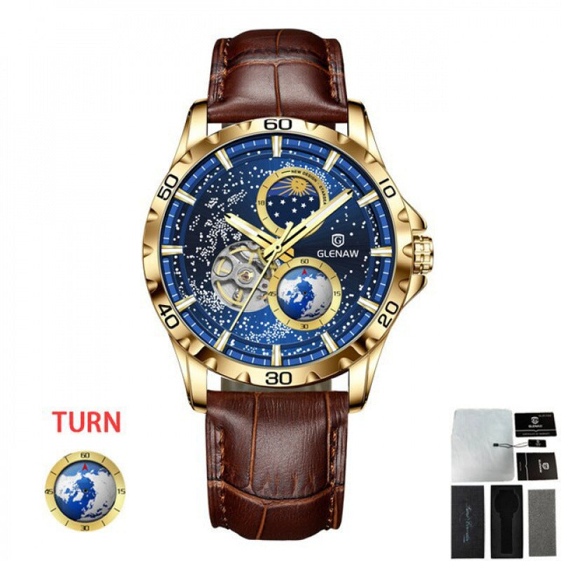 Men's Simple Stainless Steel Quartz Watch L Golden Blue