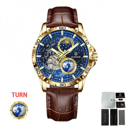 Men's Simple Stainless Steel Quartz Watch L Golden Blue
