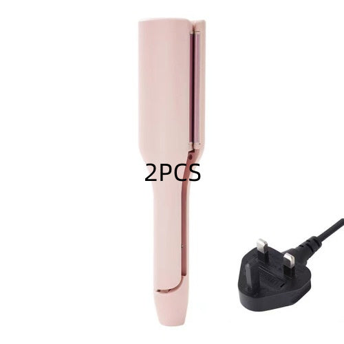 Hair Curling Iron Temperature Adjustable Fast Heating For All Hair Style Pink UK 2PCS