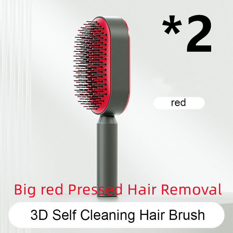 Self Cleaning Hair Brush For Women Massage Scalp Comb Anti-Static Hairbrush Set F