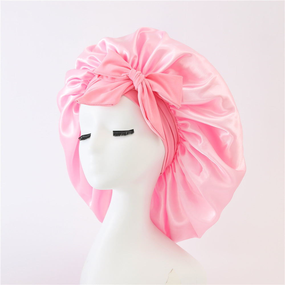 New Silk Bonnet For Sleeping Women Satin Bonnet Hair Bonnet Night Sleep Cap Pink