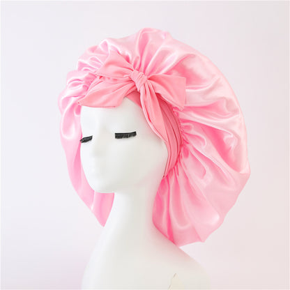 New Silk Bonnet For Sleeping Women Satin Bonnet Hair Bonnet Night Sleep Cap Pink