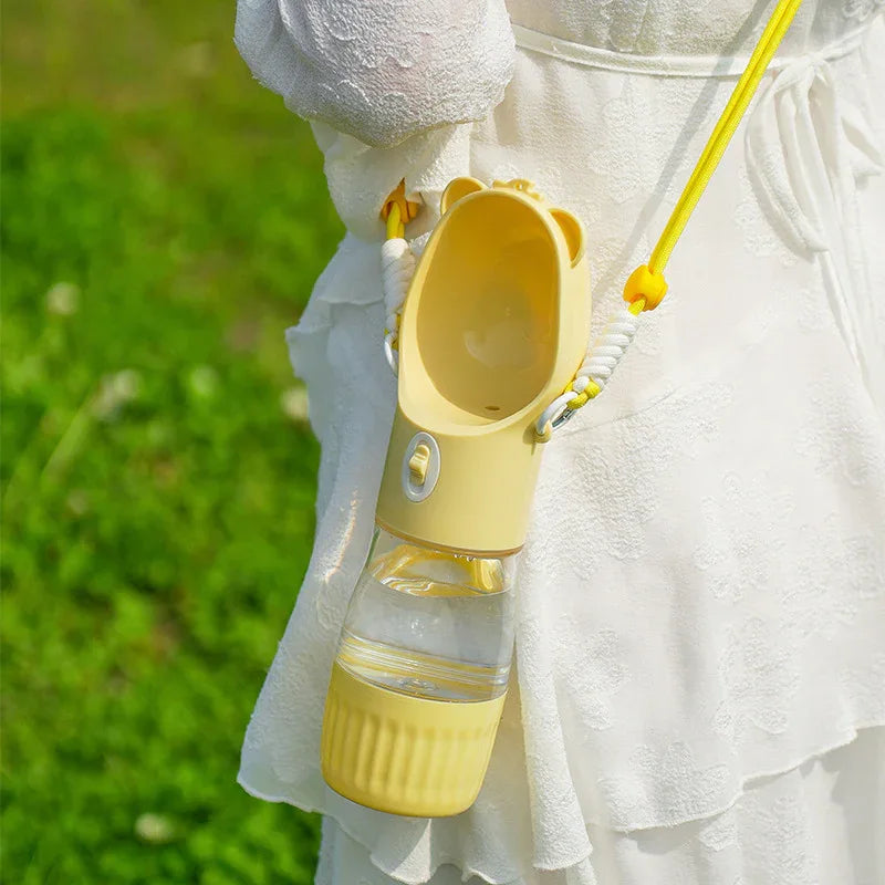 2 In 1 Portable Dog Water Bottle For Small Big Dogs Cat Outdoor Food Container