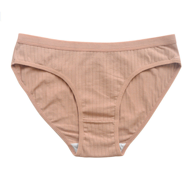 Underwear Pure Cotton Girl Plus Size Mid Mid-waist Solid Color Camel