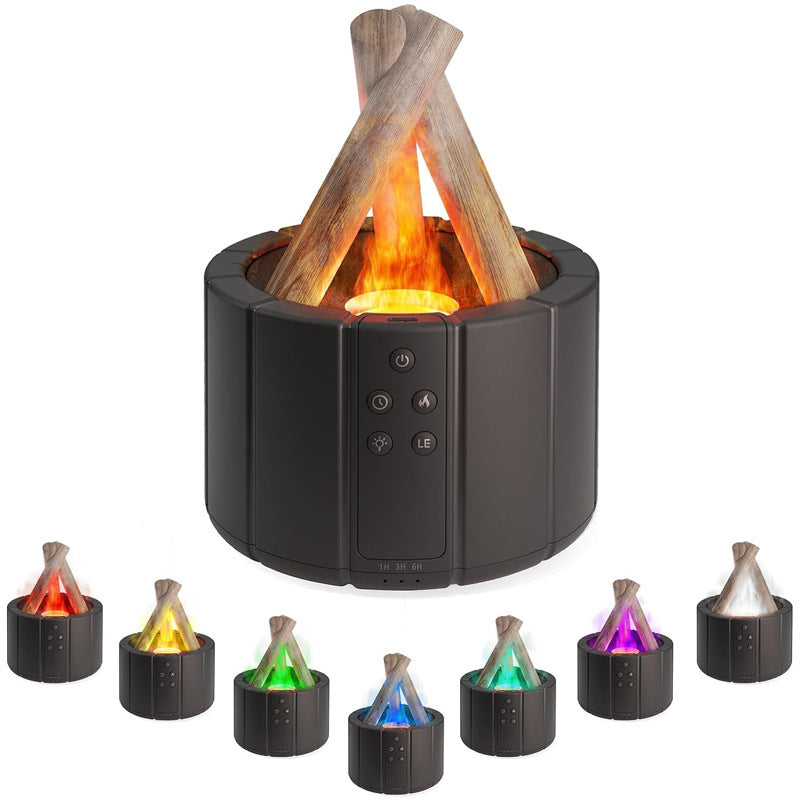 Simulated Flame Aromatherapy Machine Home Office Desktop Humidifier H9 Colorful Black