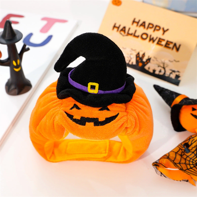 Halloween Pumpkin Vest For Dogs Cats Festive Pet For Small Animals Clothing Black Orange Pumpkin Hat M