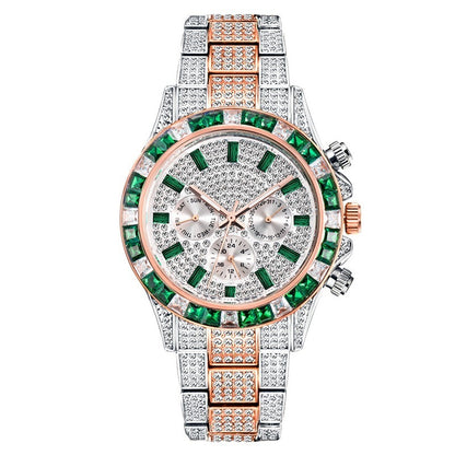 Women's Watch Disc Quartz Movement Simple Casual Business Steel Band Between rose gold green