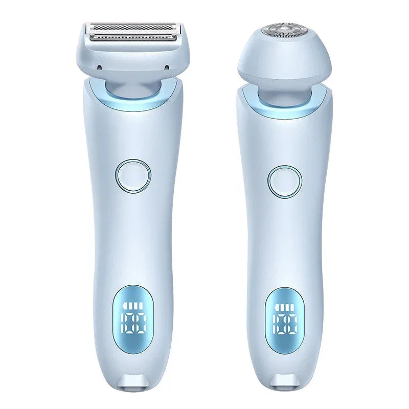 2 In 1 Hair Removal USB Rechargeable Trimmer Women Body Razor Blue USB