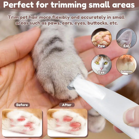 Pets Dog Paw Trimmer With LED Light Fully Waterproof Pet Hair Trimmer