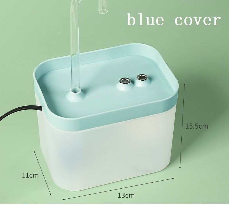 Automatic Cat Water Fountain Auto Filter USB Electricl 1.5LWater Dispenser Blue cover