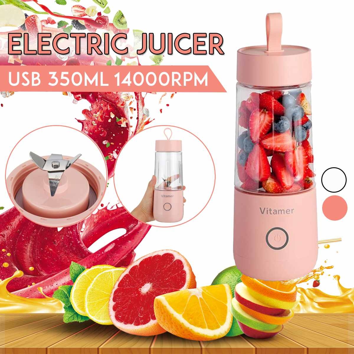 350ml Portable Blender Juicer Electric USB Rechargeable Mixer Smoothie