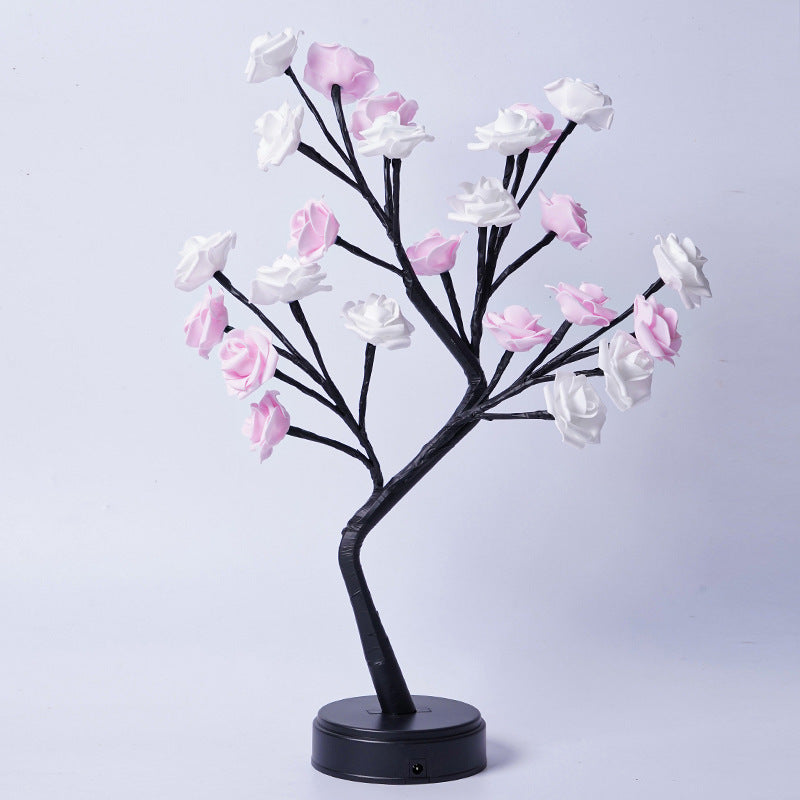 Table Lamp Flower Tree Rose Lamps White Pink Rose Usb Plug In