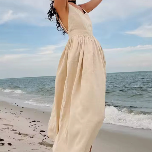 Summer V-neck Suspender Split Dress Fashion For Women Clothing